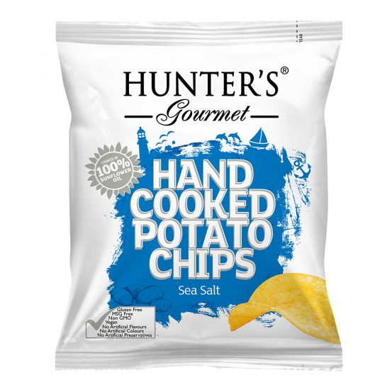 Hunters Gourmet Hand Cooked Potato Chips Sea Salt 40gm
