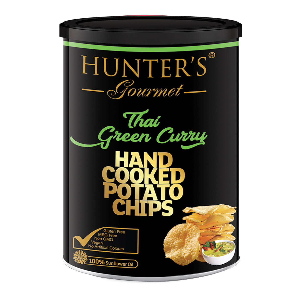 Hunters Gourmet Hand Cooked Potato Chips Wasabi And Turmeric Gold