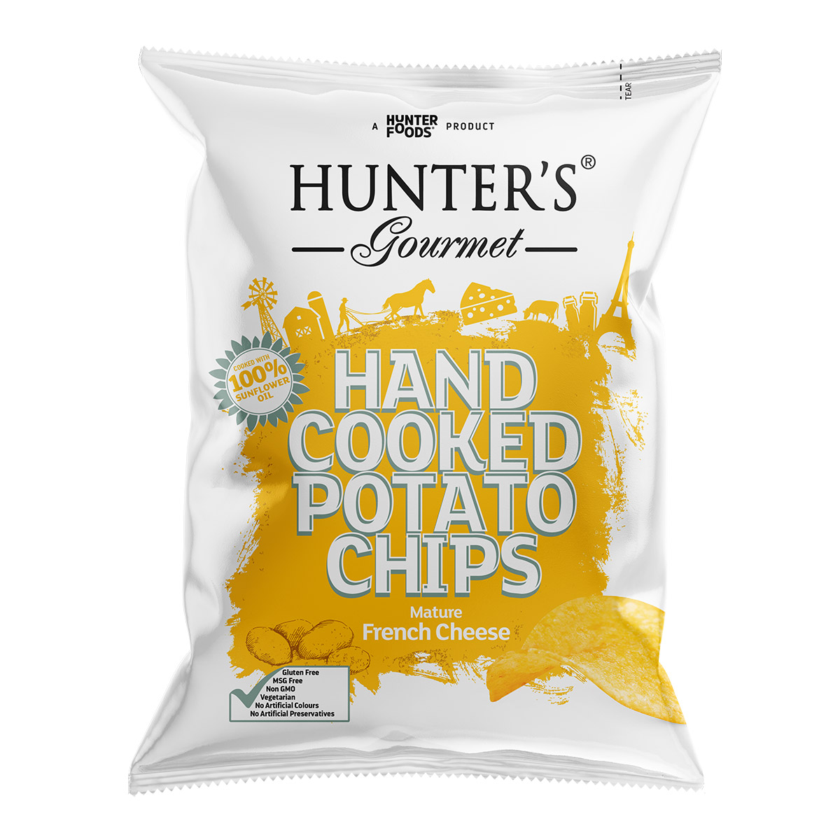 Hunters Gourmet Hand Cooked Potato Chips French Mature Cheese
