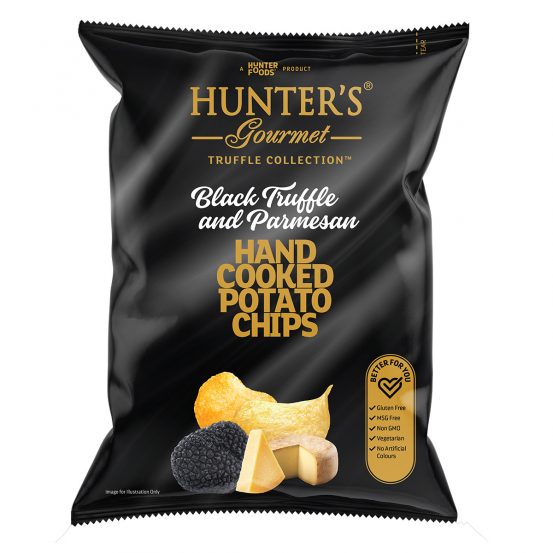 Hunters Gourmet Hand Cooked Potato Chips Black Truffle And Parmesan