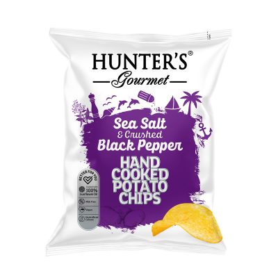 Hunter's Gourmet Hand Cooked Potato Chips - Sea Salt & Cider Vinegar (125gm)