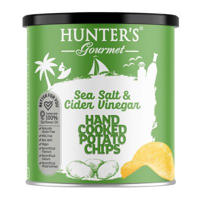 Hunter’s Gourmet Hand Cooked Potato Chips – Sea Salt & Cider Vinegar (40gm can)