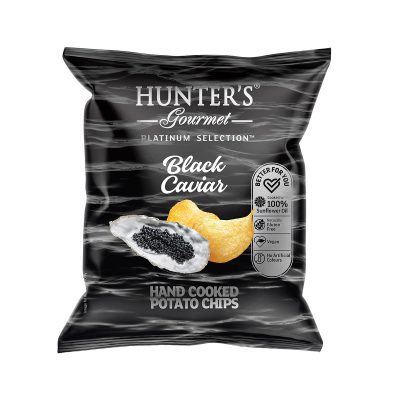 Hunter's Gourmet Hand Cooked Potato Chips - Black Caviar - (25gm)